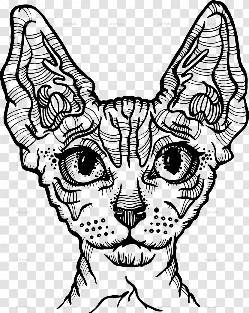Sphynx Cat Drawing - Silhouette Transparent PNG