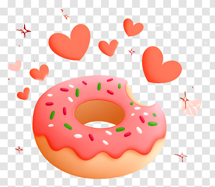 Hearts Spilling From Donut - Pink Heart Sprinkle Donut Transparent PNG
