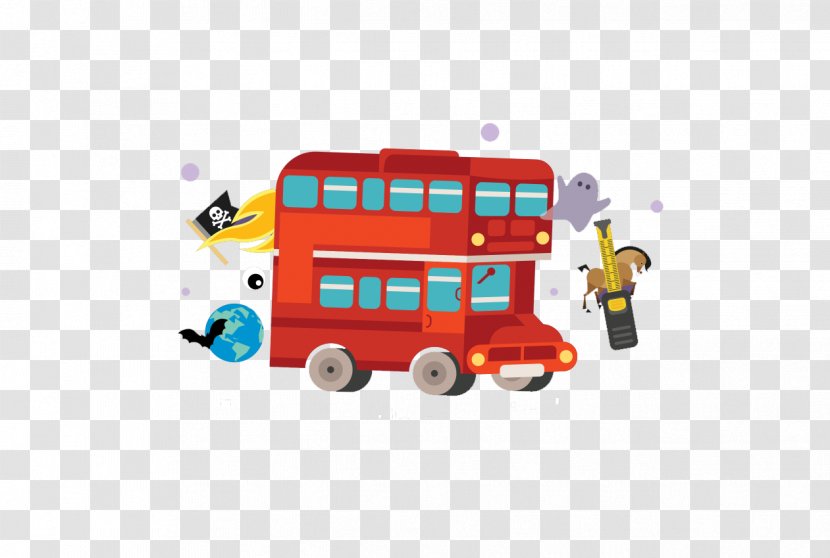 Car Bus - Play - Flat Double-decker Transparent PNG