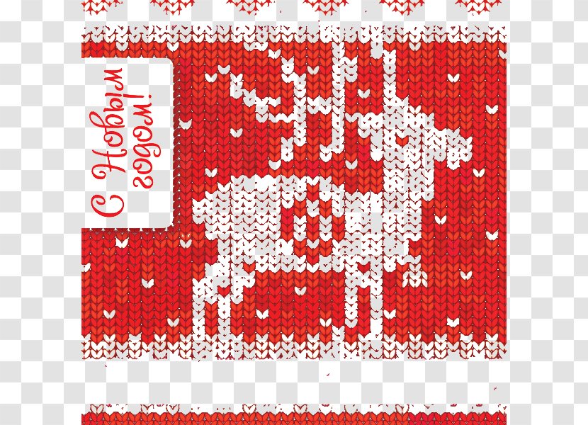 Reindeer Cross-stitch Knitting - Textile - Creative Red Transparent PNG