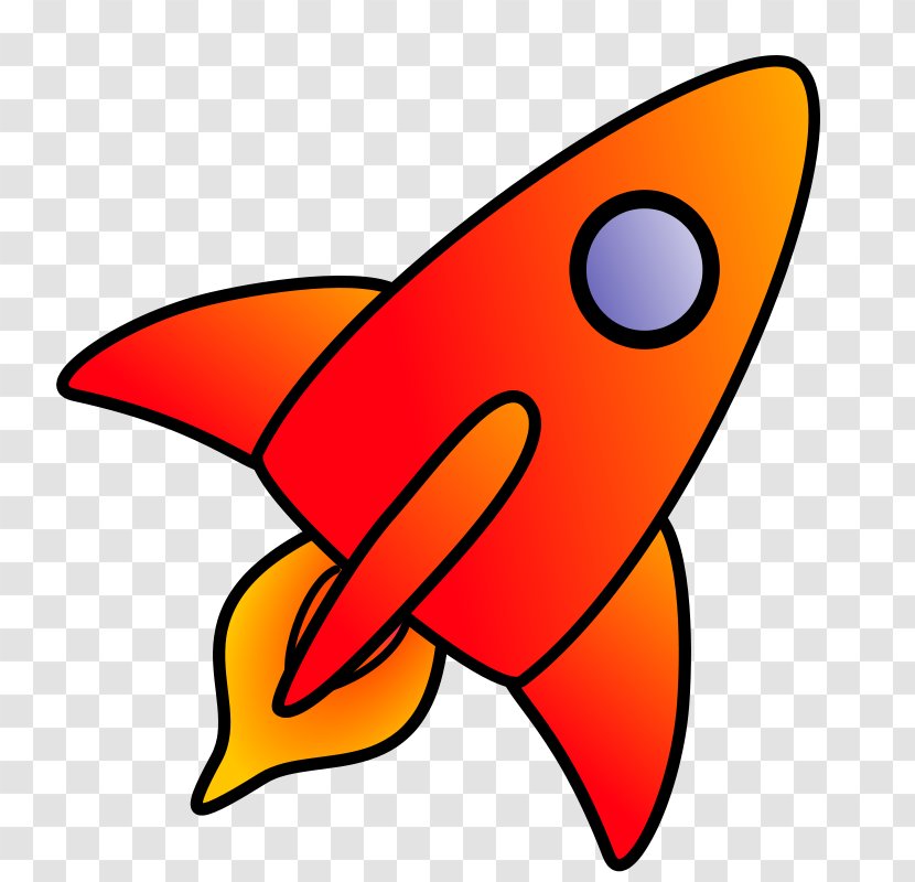 Rocket Spacecraft Cartoon Clip Art - Orange - Launch Transparent PNG