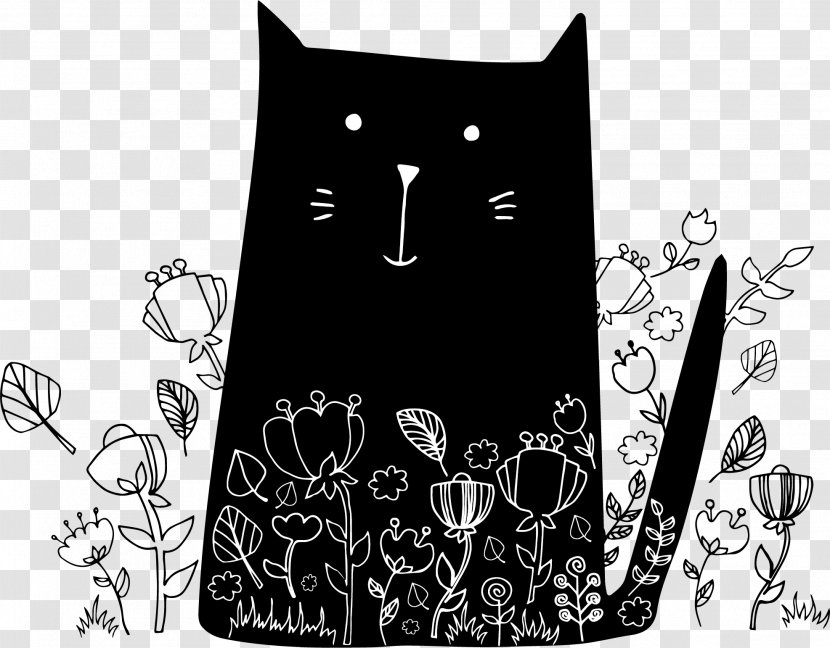 Cat Kitten Drawing Illustration - Monochrome Photography - Black Vector Transparent PNG