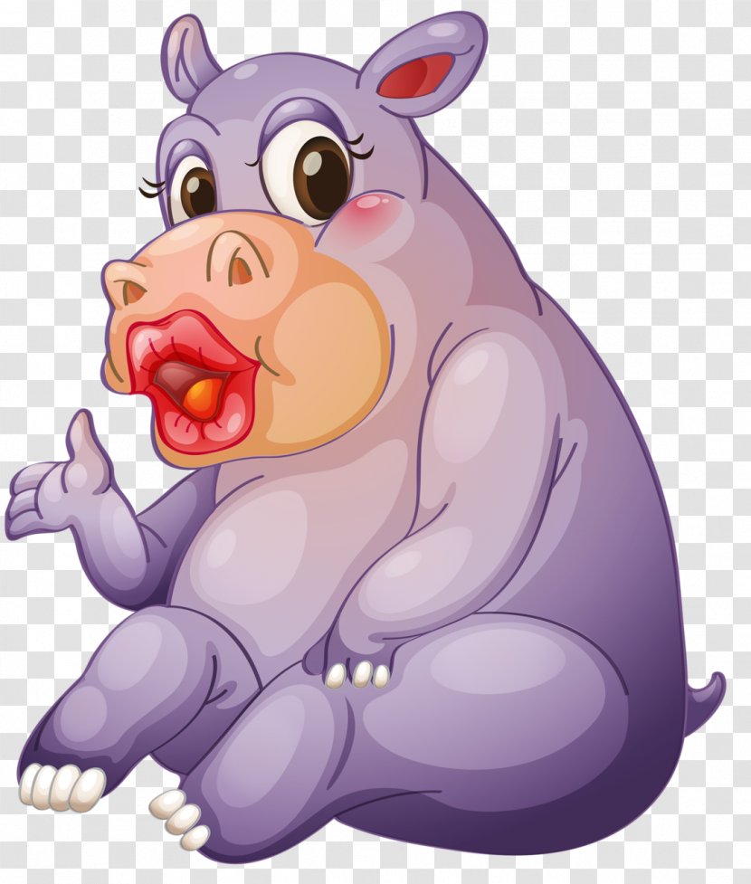 Hippopotamus Royalty-free Illustration - Flower - Cartoon Hippo Transparent PNG