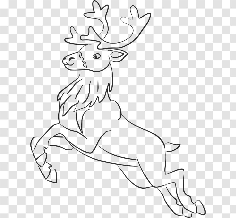 Santa Claus's Reindeer Rudolph Coloring Book - Art - Line Drawing Transparent PNG