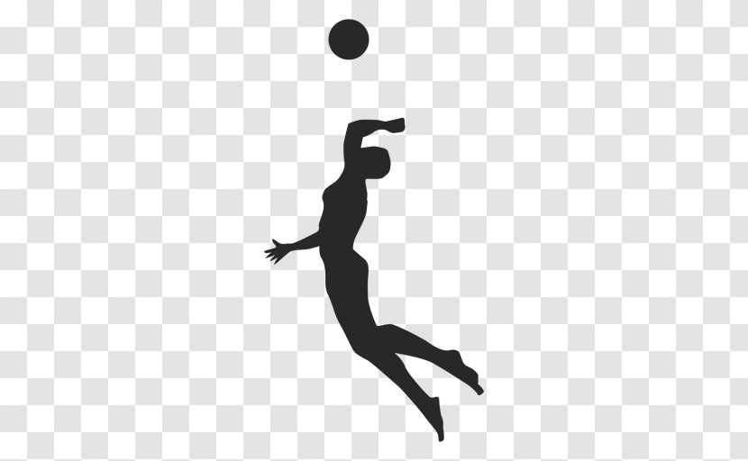 Volleyball Player Silhouette Sports - Clip Art Spiking Transparent PNG