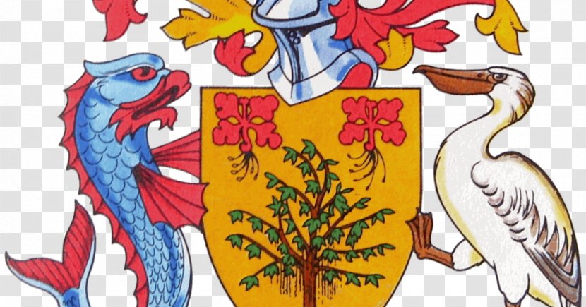 Coat Of Arms Barbados National Peacock Flower - Watercolor - Quebec Transparent PNG