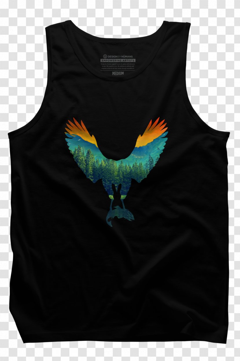 T-shirt Sleeveless Shirt Gilets Fish In The Sunset - Neck - Hawk Transparent PNG