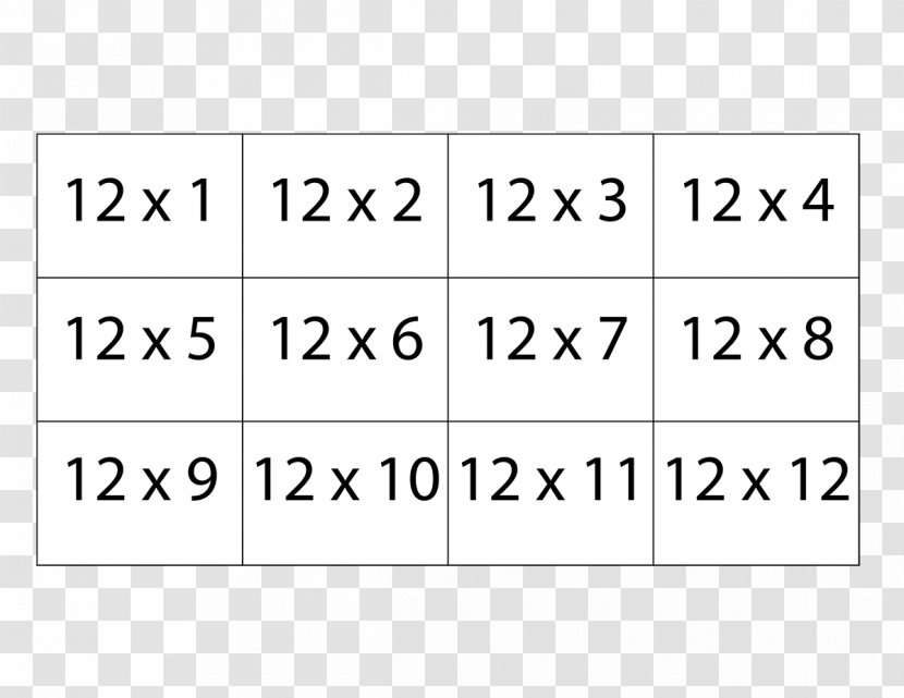 Multiplication Table Flashcard Mathematics Worksheet - Subtraction Transparent PNG