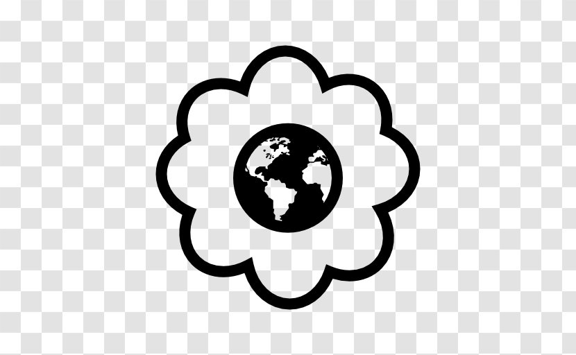 Symbol Flower Clip Art - Black - Globe Icon Transparent PNG