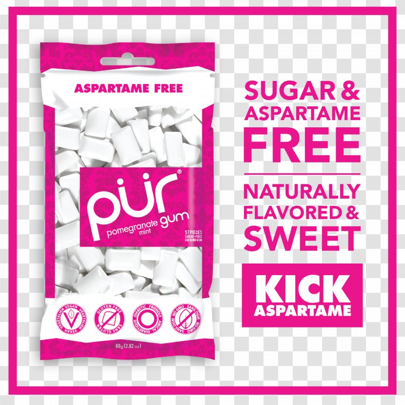 Chewing Gum Peppermint PÜR Sugar Substitute - Mint Chocolate Transparent PNG