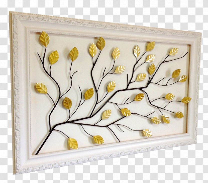 Floral Design Branch Leaf Tree Picture Frames - Gold Transparent PNG