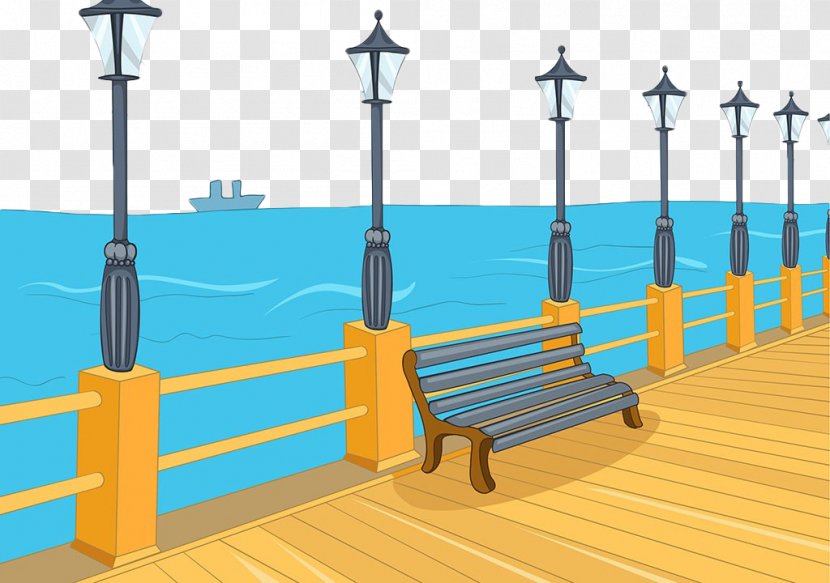 Cartoon Royalty-free Clip Art - Drawing - Hand Painted Sea Pier Transparent PNG