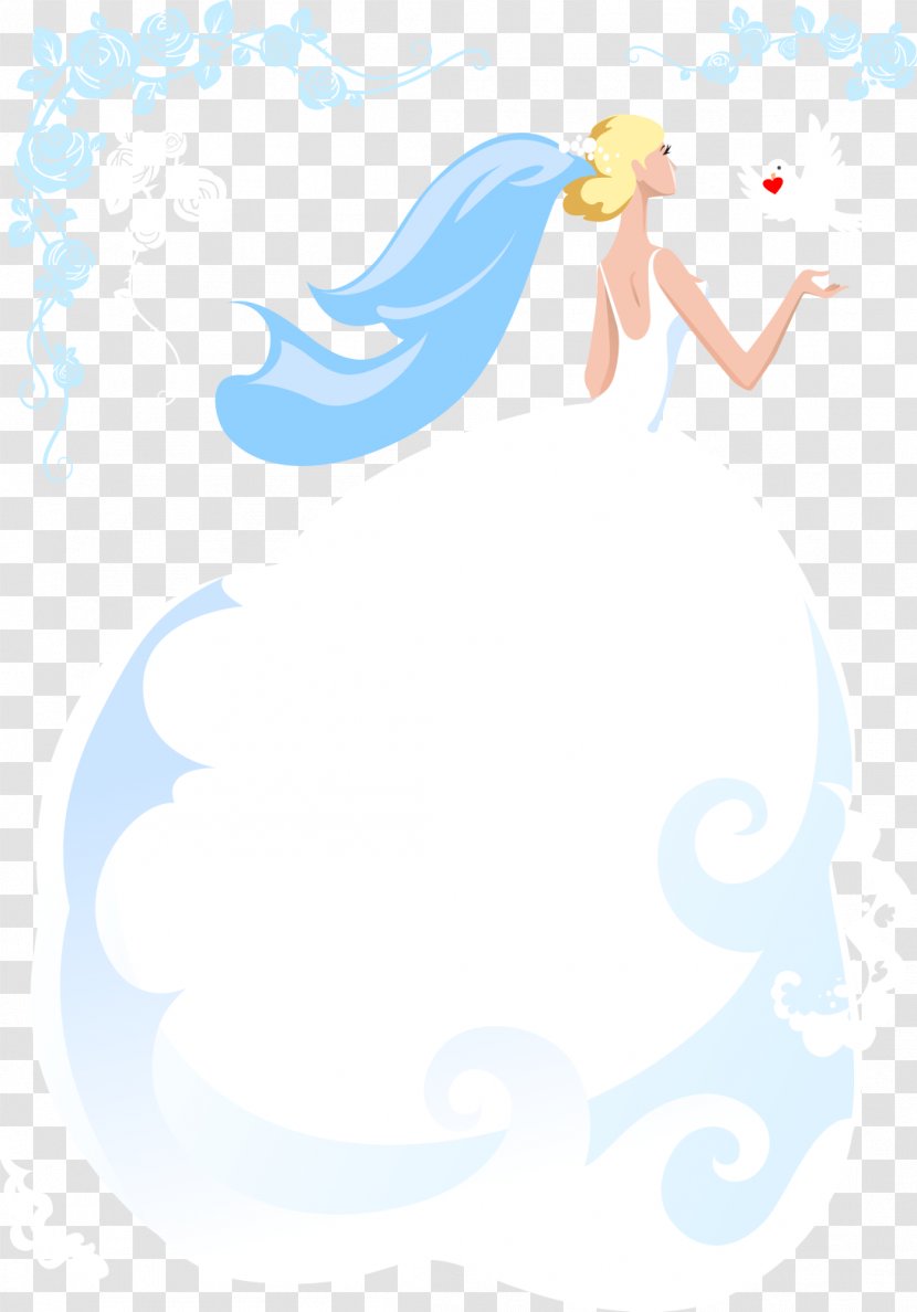 Skirt Bride Clip Art - Wing - Wearing A White Dress With Beautiful Hand-painted Cartoon Transparent PNG