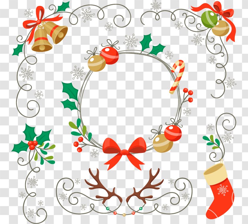 Christmas Santa Claus Jingle Bell Wreath - Ornament - Silver Lace Transparent PNG