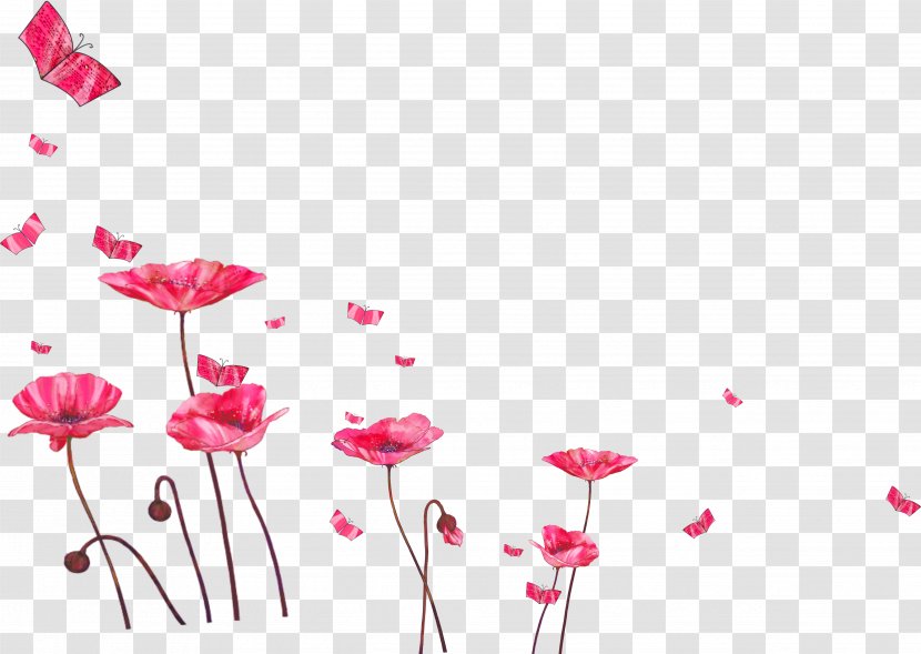 Pink Flower Petal Plant Stem - Magenta Wildflower Transparent PNG