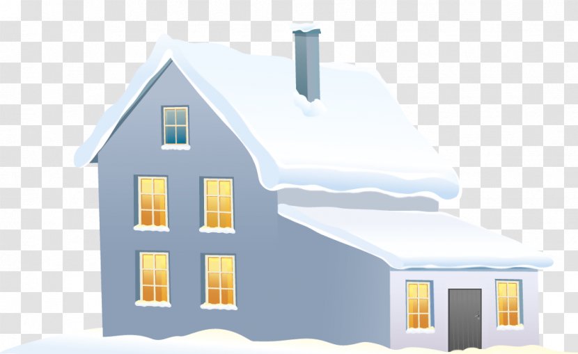 House Clip Art - Real Estate - Blue Winter Clipart Image Transparent PNG