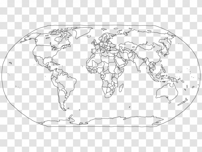 World Map Globe Mapa Polityczna - Black And White Transparent PNG
