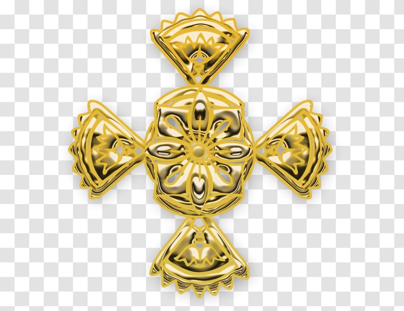 Cross Brass Material Gold Pattern - Jewellery Transparent PNG