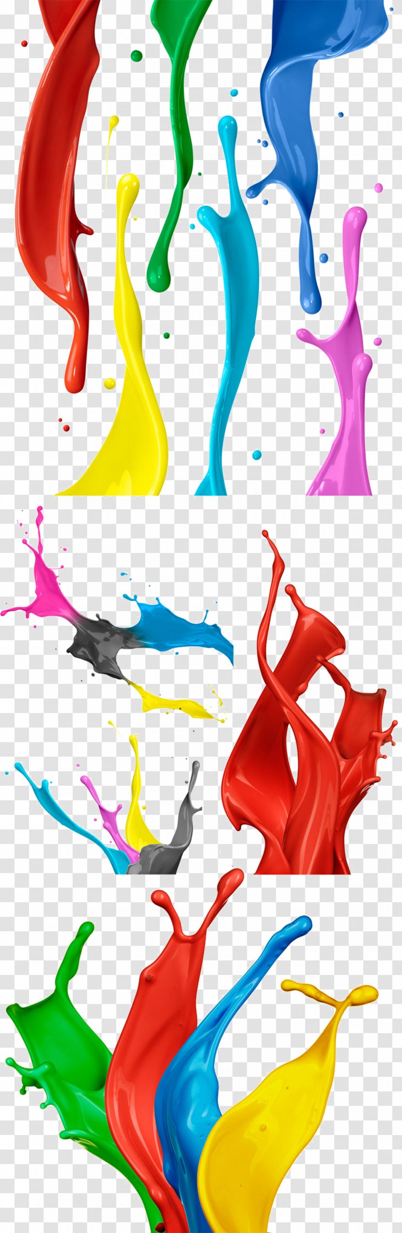 Watercolor Painting Clip Art - 5 Kinds Of Color Paint Splashes Transparent PNG