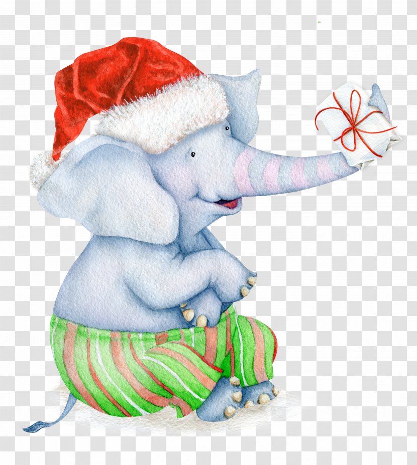 African Elephant Paper Christmas Clip Art - Gift - Painted Transparent PNG
