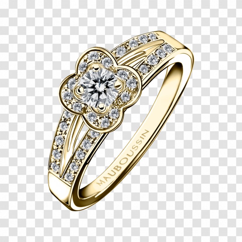 Solitaire Jewellery Engagement Ring Mauboussin - Gold Transparent PNG