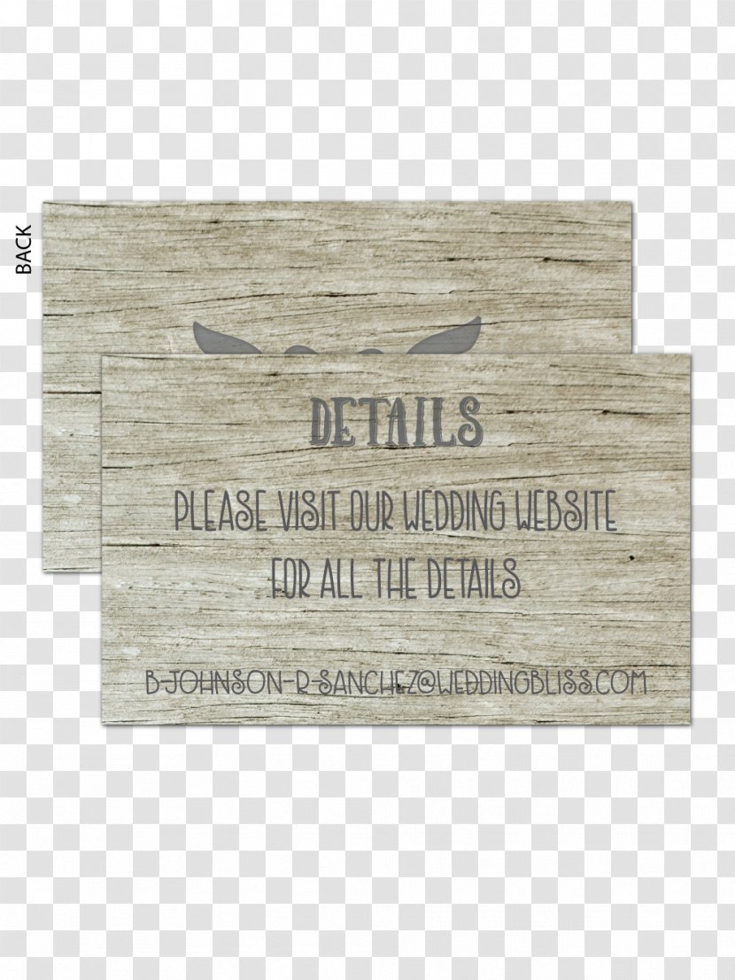 Wedding Invitation Paper Wood Place Cards RSVP - Text Transparent PNG