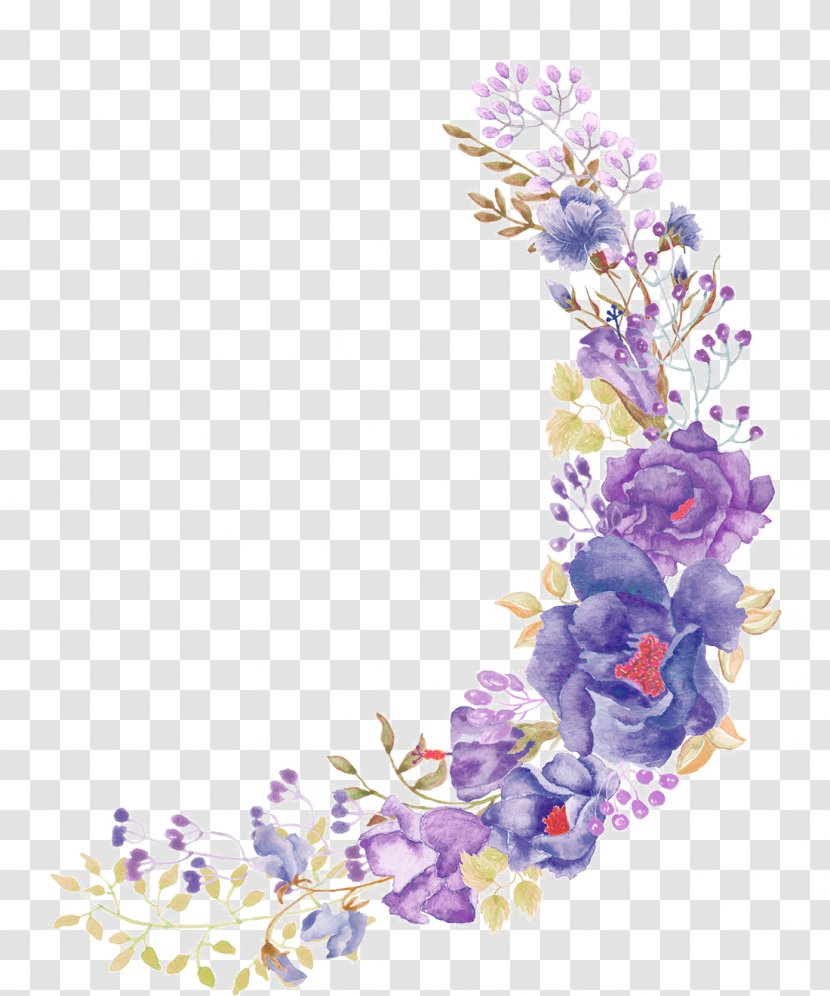 Floral Design Flower Purple Wreath - Lilac - Beautiful Painted Flowers Transparent PNG