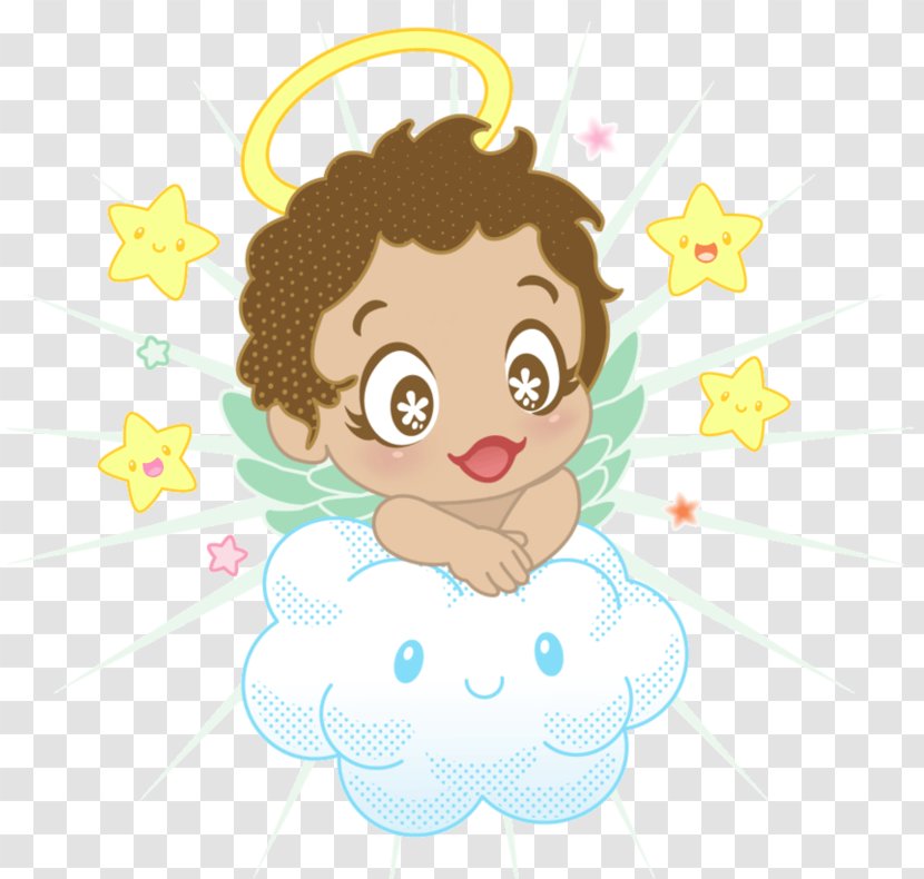 Angel Clip Art - Cartoon - Small With Cloud And Stars Clipart Transparent PNG
