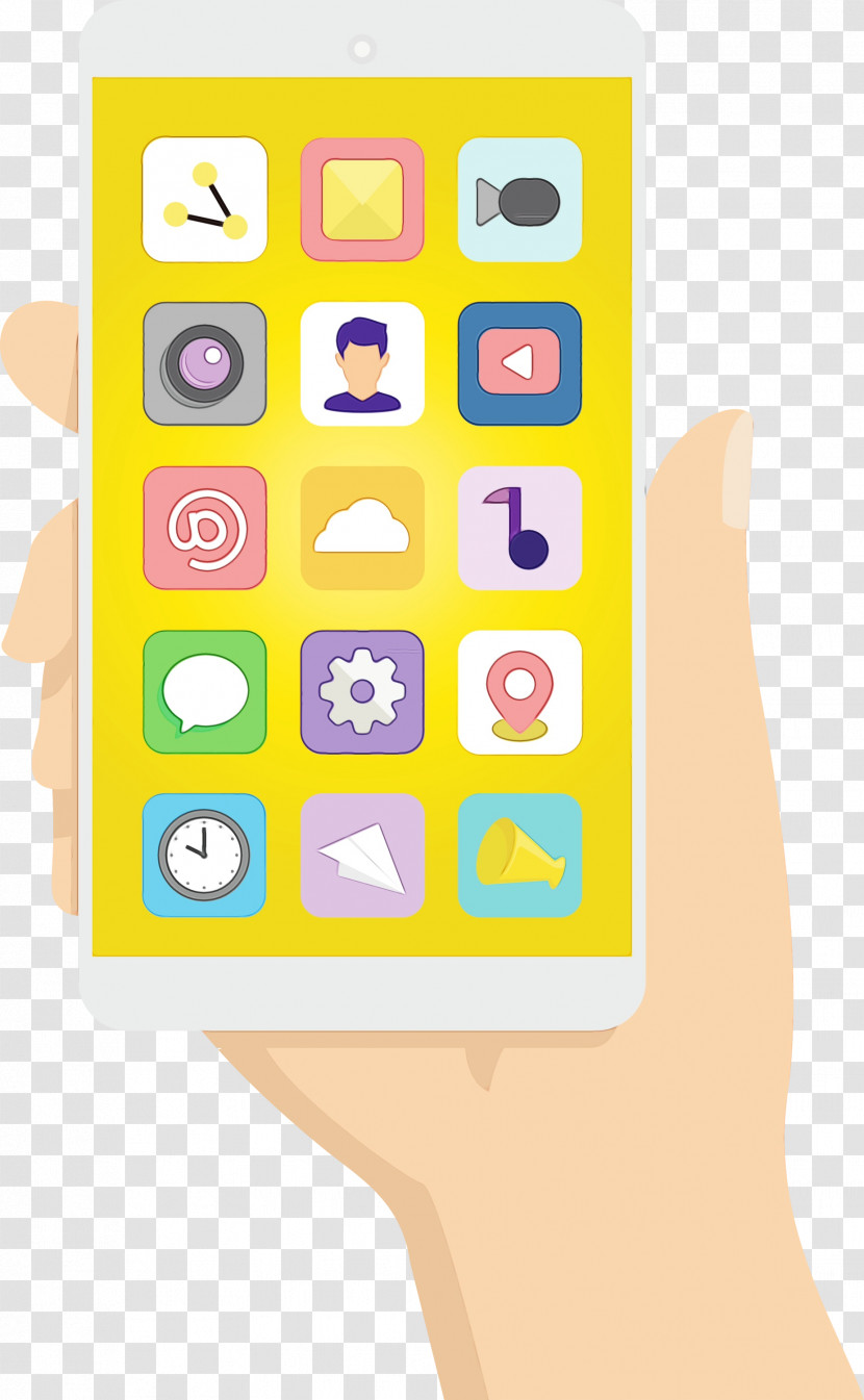 Mobile Phone Cellular Network Telephony Telephone Yellow Transparent PNG