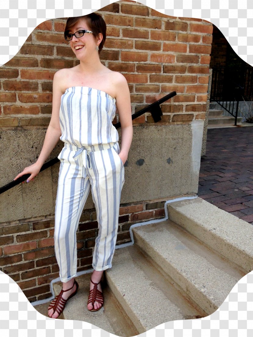 Clothing Jumpsuit Dress Fashion Shoulder - Frame - Striped Mesh Transparent PNG