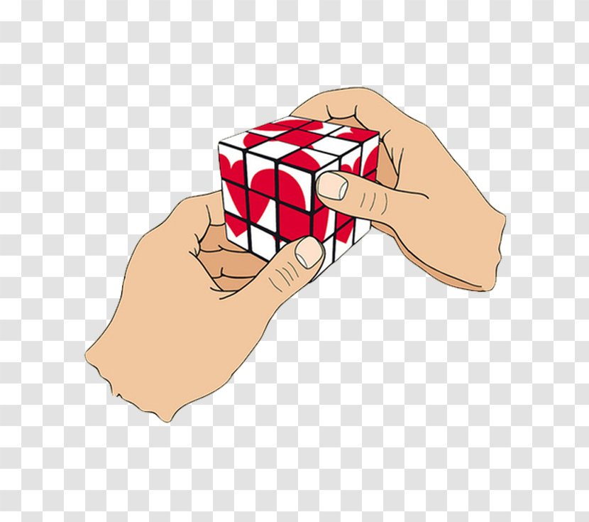 Rubiks Cube Thumb - Heart - Hand Painted Rubik's Material Transparent PNG