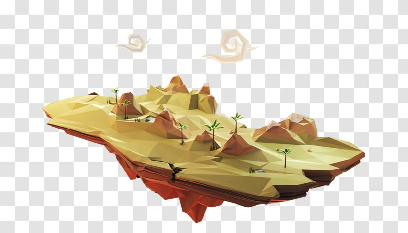 Double B Coffee & Tea Cafe Low Poly Illustration - Game Design - Floating Island Transparent PNG