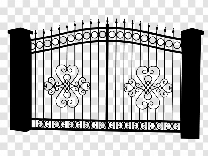 Photography Illustration - Silhouette - Vector Material European Rich Iron Gate Pattern Transparent PNG