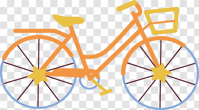 Bicycle Wheel Road Frame Hybrid - Cartoon - Orange Bike Transparent PNG