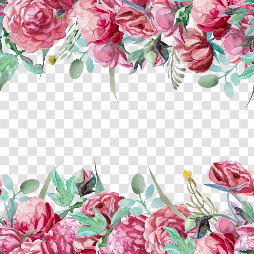 Garden Roses Flower Pattern - Wallpaper - Flowers Transparent PNG