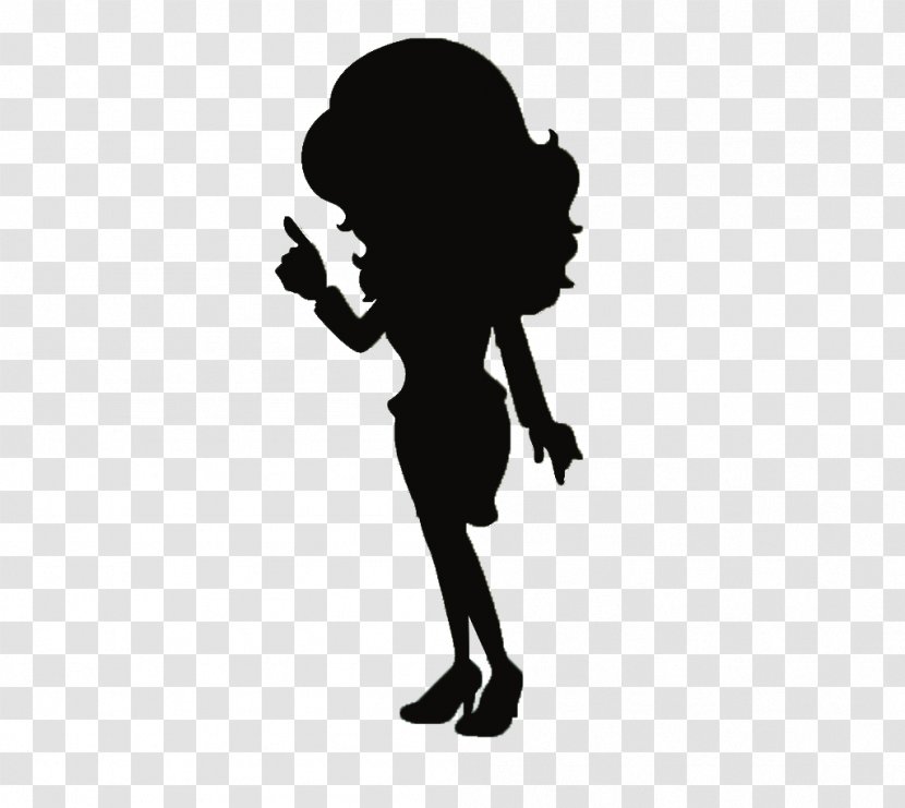 Cartoon Clip Art - Black - Silhouette Of A Woman With Long Hair Transparent PNG
