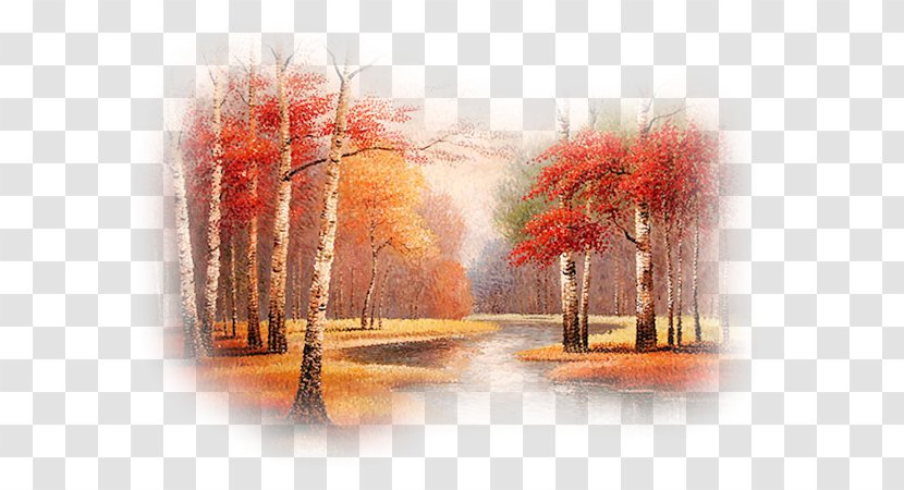 Watercolor Painting Landscape Autumn - Nature - Paysage Transparent PNG