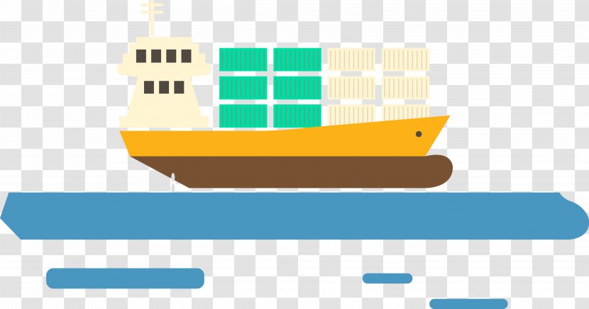 Graphic Design Container Ship Transport - Technology - Vector Of Transparent PNG