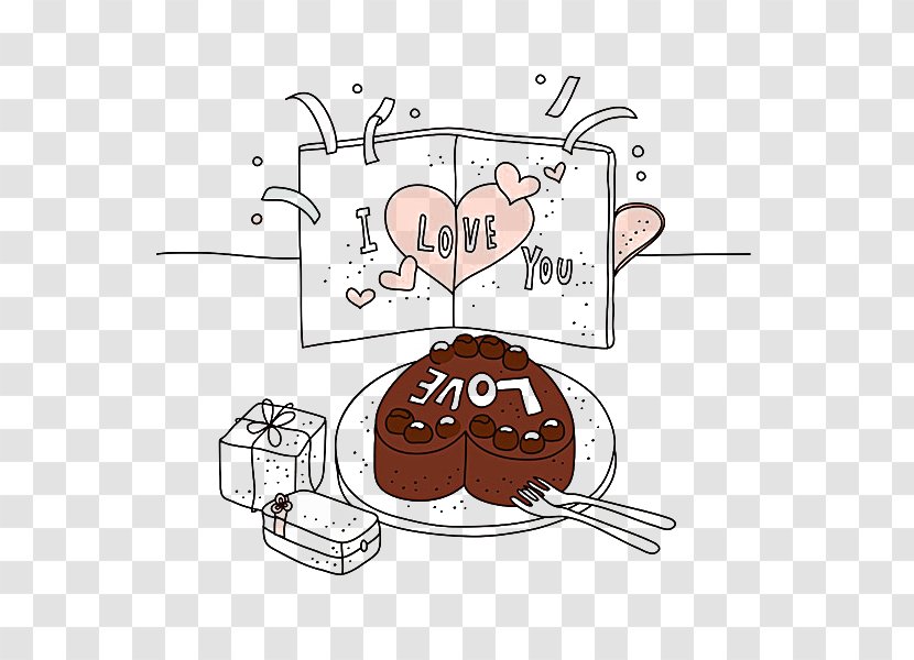 Drawing Stock Photography Illustration - Food - Hand-painted Chocolate Cake Transparent PNG