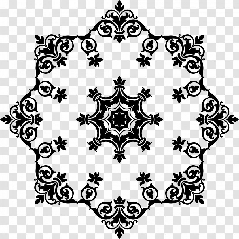 Picture Frames Damask Ornament Clip Art - Black And White - Flora Transparent PNG