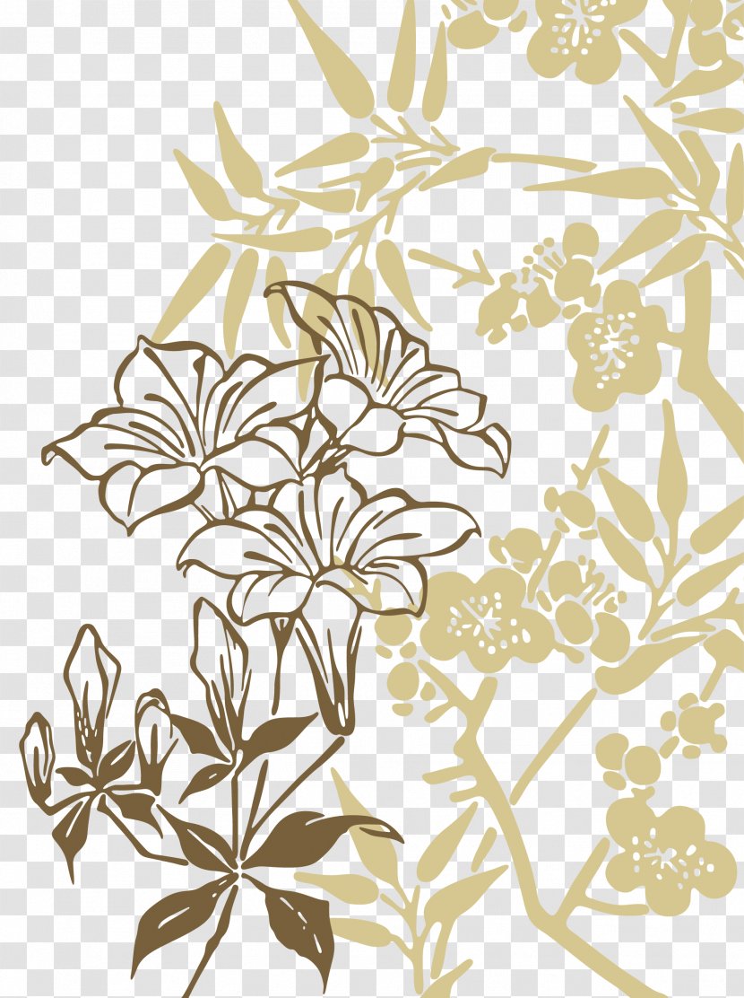 Lilium Flower Line - Color - Flowers Vector Drawing Of Bamboo Transparent PNG