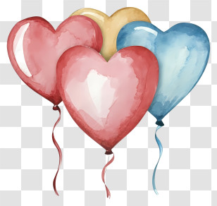 Cartoon - Heart-Shaped Balloons For Celebrations Transparent PNG