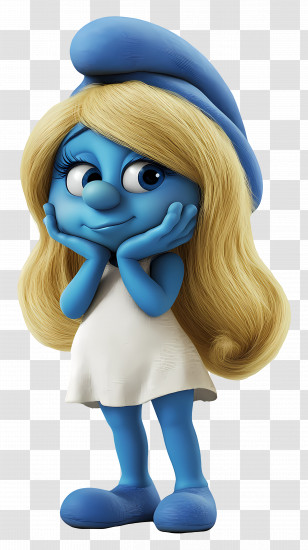 Smurfette - Blue Cartoon Character With Blonde Hair Transparent PNG
