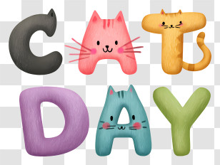 International Cat Day - Cat Day Celebration Text Transparent PNG