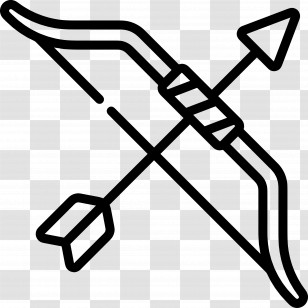 Archery - Black Bow And Arrow Transparent PNG