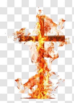 Pentecost - Burning Cross With Fire Effect Transparent PNG