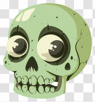 Halloween Skull - Green Cartoon Skull For Halloween Design Transparent PNG