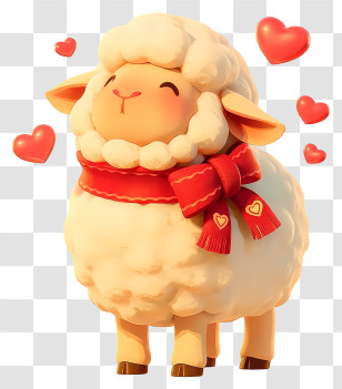 Fluffy Sheep With Hearts Transparent PNG