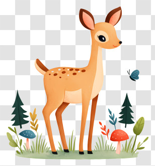 Deer Standing In Forest - Adorable Fawn In Forest Transparent PNG