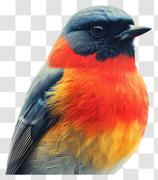 Bird - Colorful Orange And Blue Bird Illustration Transparent PNG